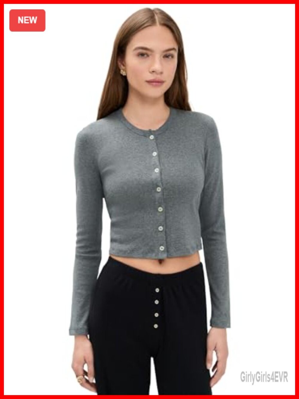 Mid-Weight Stretch Jersey Button Cardigan Slim Fit Crew Neck